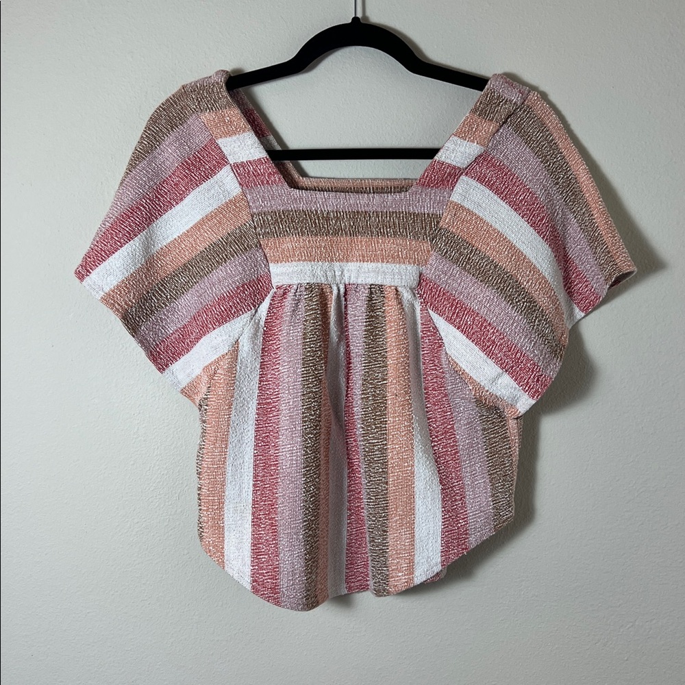 Madewell Texture & Thread Butterfly Top in Sherbet Stripe Size XS - Picture 5 of 8